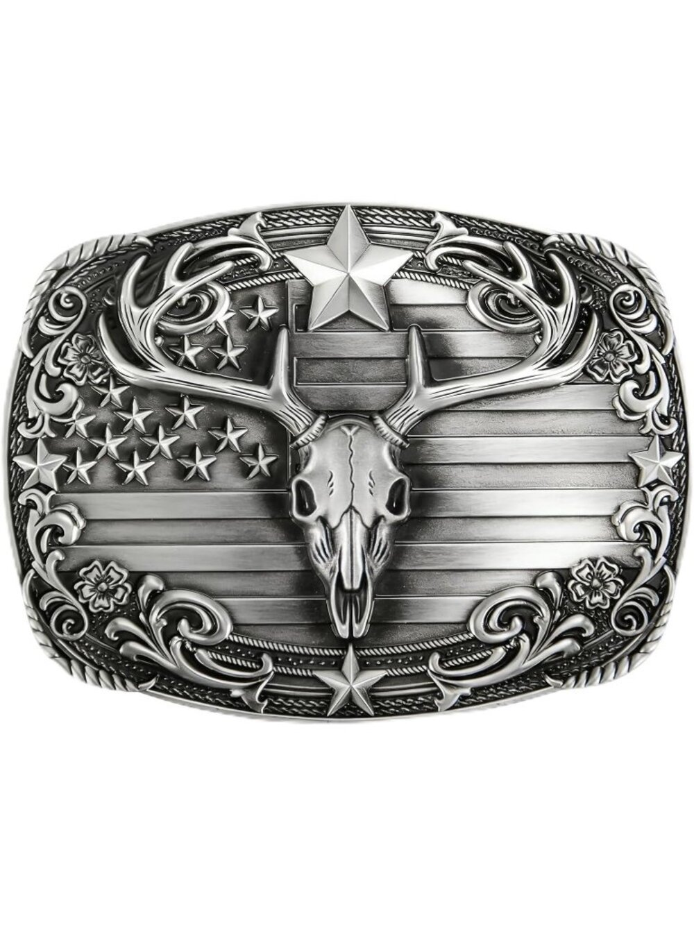 Men Deer Silver Cowboy Western Buckle for Men Women Style Belt